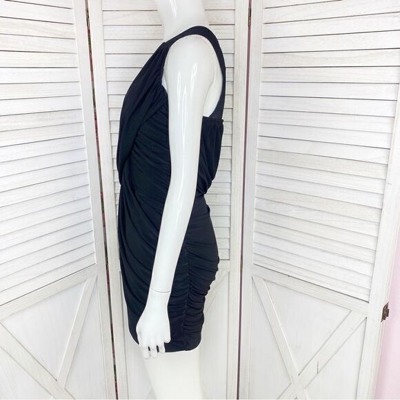 Vintage Fredricks Of Hollywood Ruched Bodycon Mini Dress Black Small - Picture 3 of 10